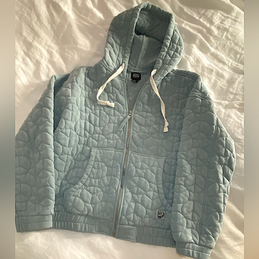 BDG Blue Gray Peace Zip-up Jacket - Medium
